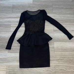 Peplum dress with mesh top